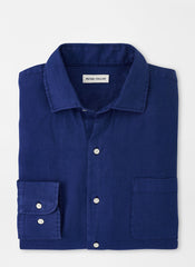 Peter Millar Coastal Garment Dyed Linen Sport Shirt - Navy
