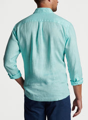 Peter Millar Coastal Garment Dyed Linen Sport Shirt - Icy Mint