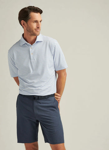 Peter Millar Dunnes Performance Jersey Polo - White/Cottage Blue