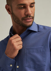 Peter Millar Winnipeg Performance Poplin Sport Shirt - Azurite