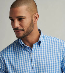 Peter Millar Leven Performance Twill Sport Shirt - Blue Poppy