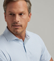 Peter Millar Ambrose Performance Jersey Polo - White/Blue Frost
