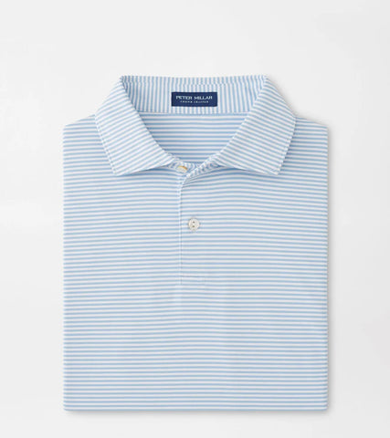 Peter Millar Ambrose Performance Jersey Polo - White/Blue Frost