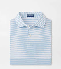 Peter Millar Ambrose Performance Jersey Polo - White/Blue Frost
