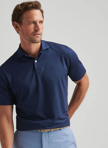 Peter Millar Albatross Cotton Blend Pique Polo - Navy