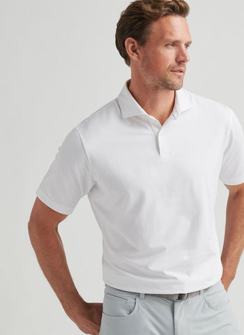 Peter Millar Albatross Cotton Blend Pique Polo - White