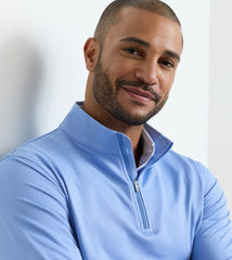 Peter Millar Perth Melange Performance 1/4 Zip - Blue Bird