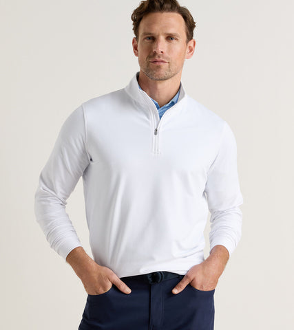 Peter Millar Perth Cross Hatch Performance 1/4 Zip - White