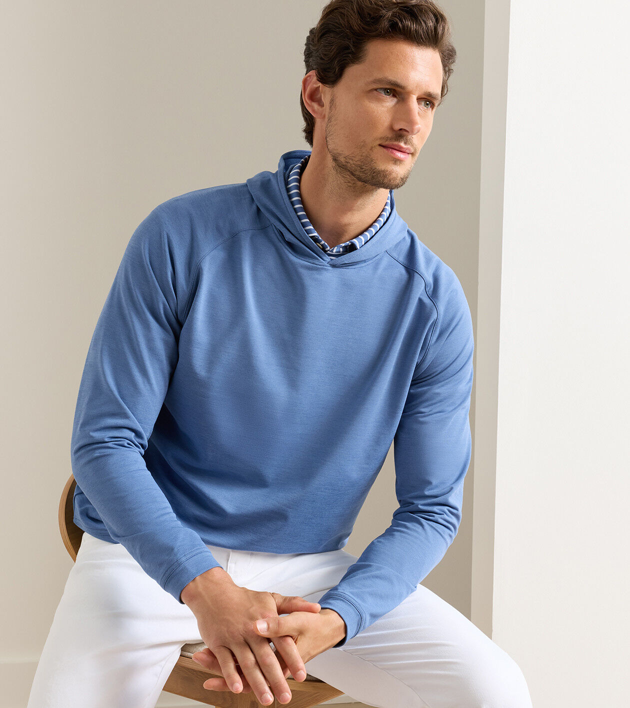 Peter Millar Pine Performance Hoodie - Windsor Blue