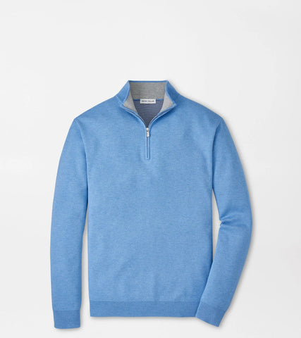 Peter Millar Coolspun Lite Birdseye 1/4 Zip Sweater - Blue Bird