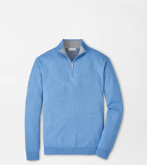 Peter Millar Coolspun Lite Birdseye 1/4 Zip Sweater - Blue Bird