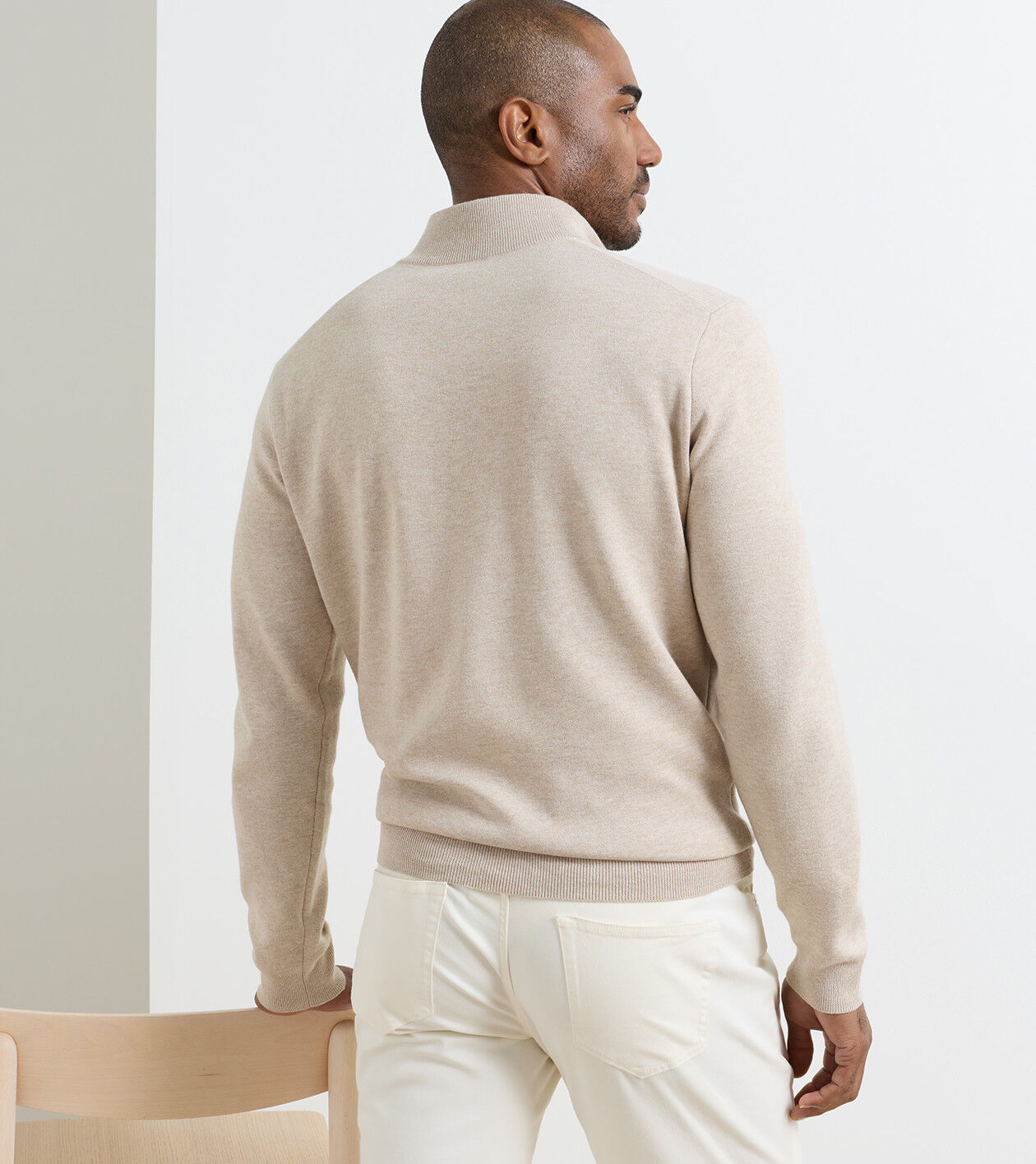 Peter Millar Coolspun Lite Birdseye 1/4 Zip Sweater - Truffle
