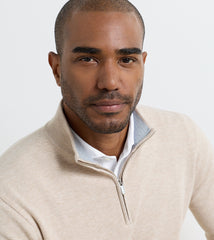 Peter Millar Coolspun Lite Birdseye 1/4 Zip Sweater - Truffle