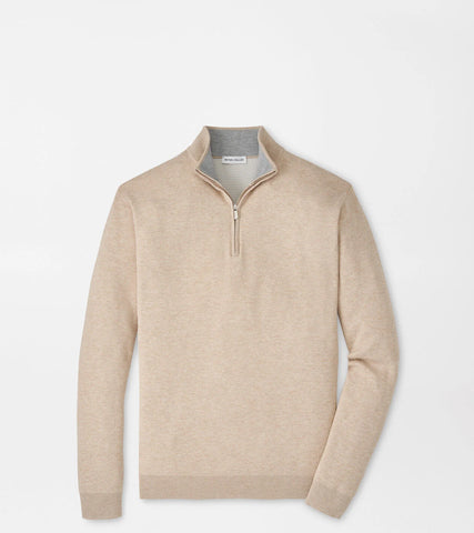 Peter Millar Coolspun Lite Birdseye 1/4 Zip Sweater - Truffle
