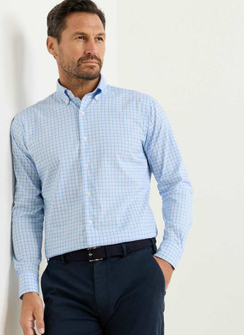 Peter Millar Calvin Crown Lite Cotton Stretch Sport Shirt - Cottage Blue