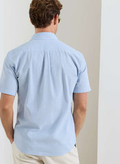 Peter Millar Coastal Stripe Cotton Lyocell Sport Shirt - Bluebird