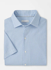 Peter Millar Coastal Stripe Cotton Lyocell Sport Shirt - Bluebird