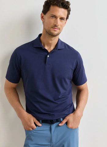 Peter Millar Albatross Cotton Blend Pique Polo - Navy