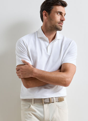 Peter Millar Albatross Cotton Blend Pique Polo - White