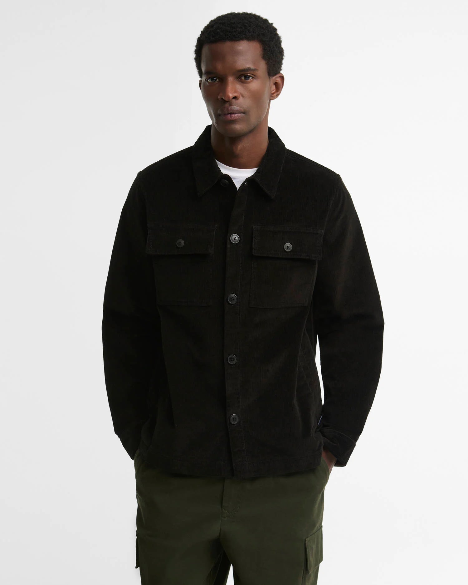 Barbour Tartan Trim Cord Overshirt - Olive