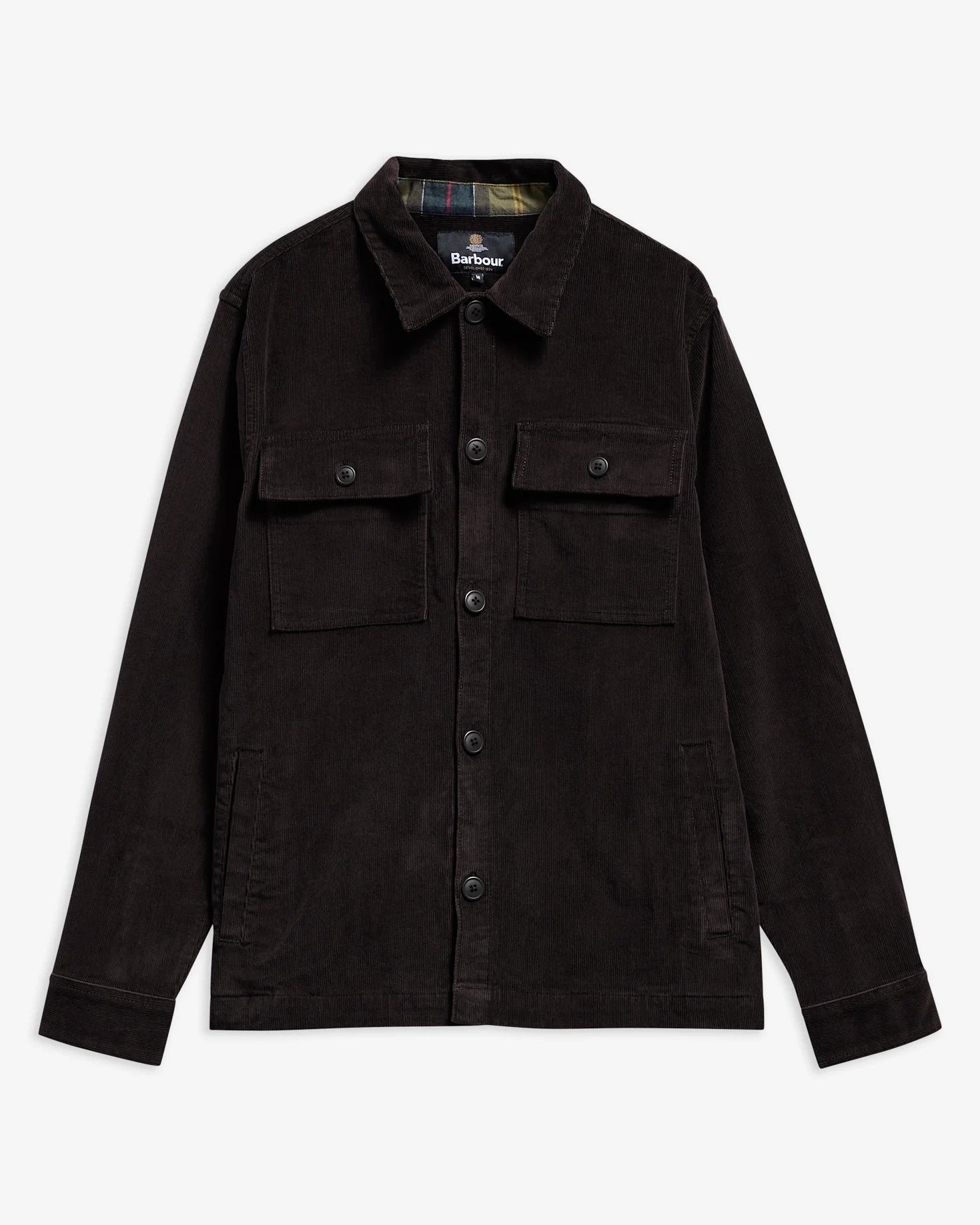 Barbour Tartan Trim Cord Overshirt - Olive