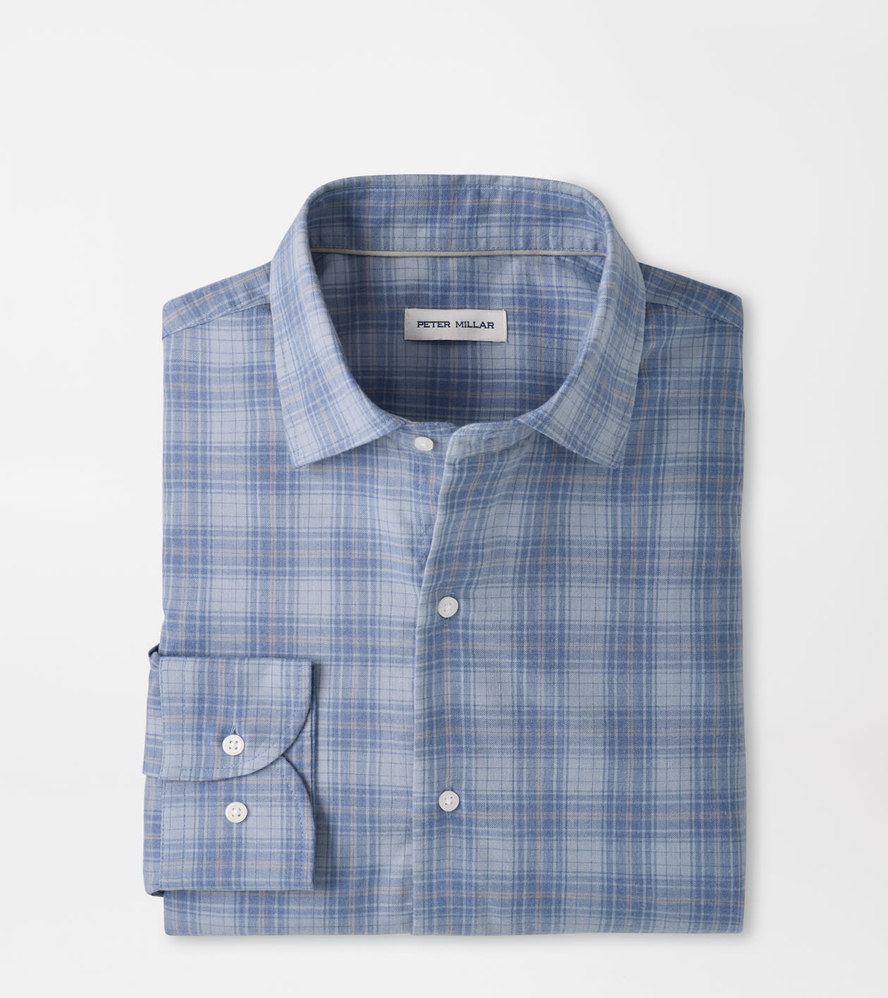 Peter Millar Dean Performance Flannel Sport Shirt - Gravel Blue
