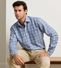 Peter Millar Dean Performance Flannel Sport Shirt - Gravel Blue