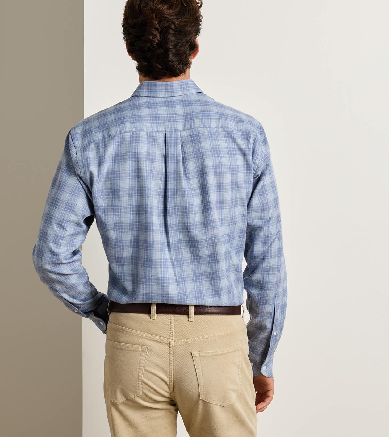 Peter Millar Dean Performance Flannel Sport Shirt - Gravel Blue