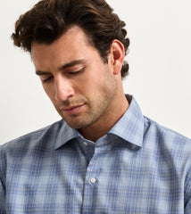 Peter Millar Dean Performance Flannel Sport Shirt - Gravel Blue