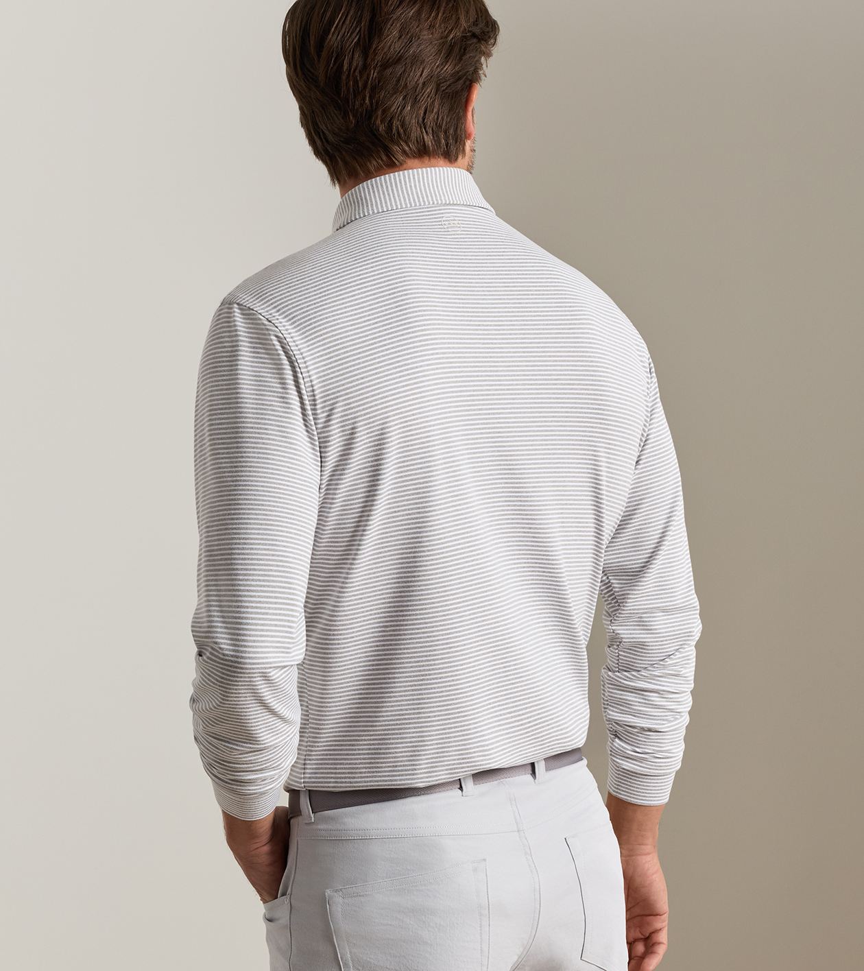 Peter Millar Lyons Stripe Performance Long Sleeve Polo - Gale