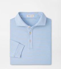 Peter Millar Lyons Stripe Performance Long Sleeve Polo - Lake Blue