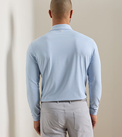 Peter Millar Lyons Stripe Performance Long Sleeve Polo - Lake Blue