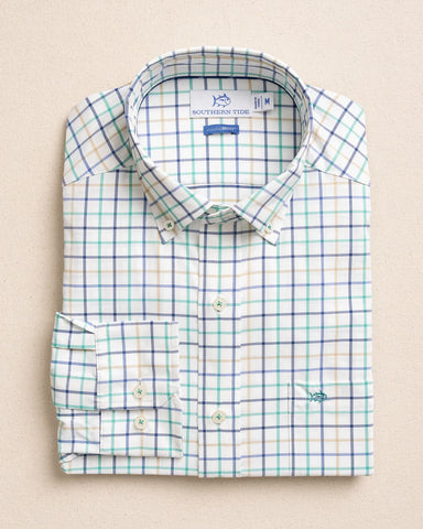 Southern Tide Tradewind Tattersall Coastal Breeze Sport Shirt - Persian Green