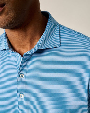 Johnnie-O Performance Jersey Polo Lyndonn Stripe - Barrels Blue/Seychelles