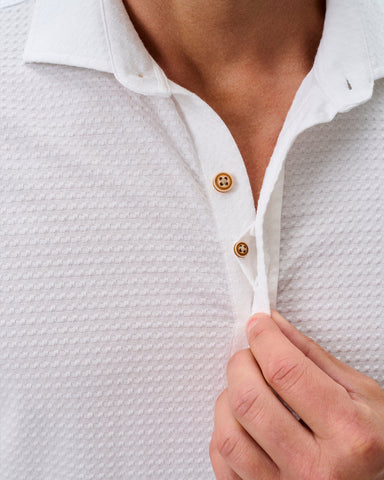 Johnnie-O Hangin' Out Knit Button Down Shirt -  Surfsucker White