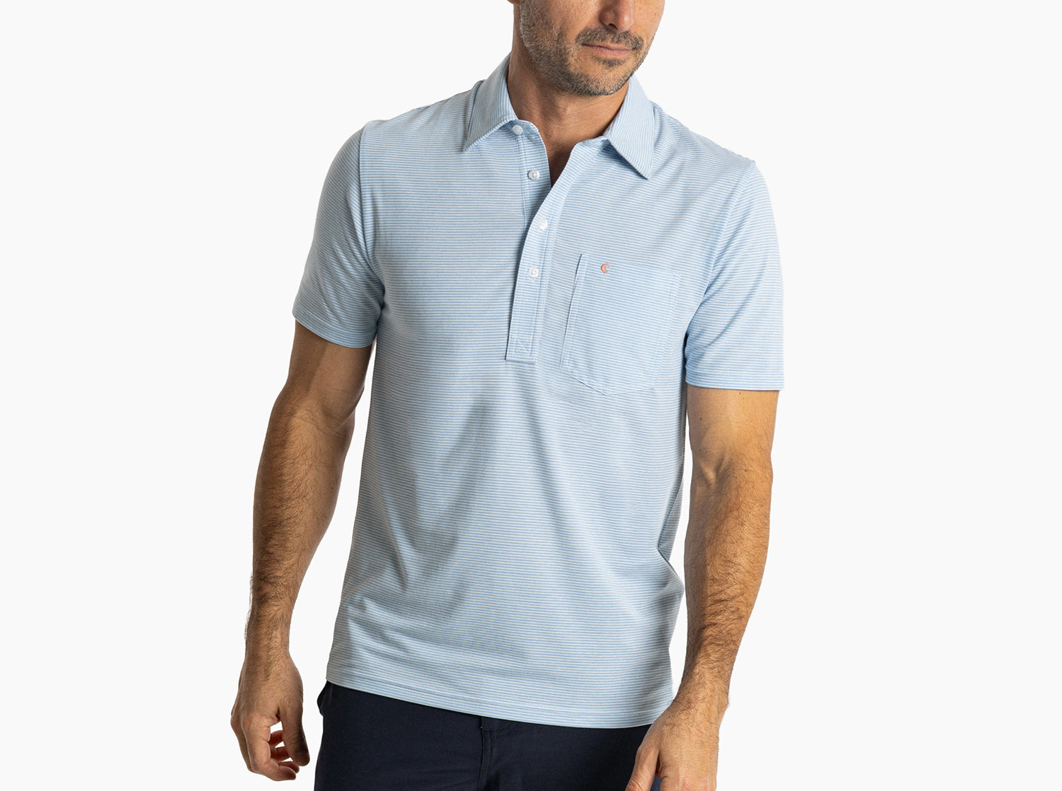 Criquet Performance Players Shirt - Hobby Stripe Light Blue