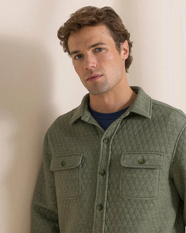 Southern Tide Heather Quilted Knit Shacket - Cedar Green
