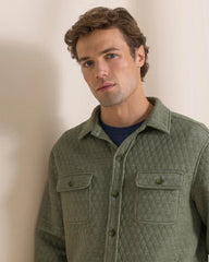 Southern Tide Heather Quilted Knit Shacket - Cedar Green