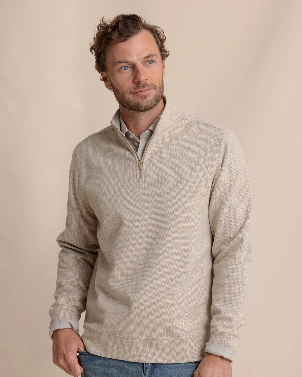 Southern Tide Adler Lane 1/4 Zip - Sandstone Khaki