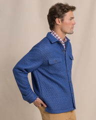 Southern Tide Heather Quilted Knit Shacket - Nautical Blue