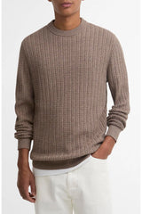 Barbour Herringbone Knitted Crew - Stone