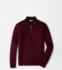 Peter Millar Autumn Crest Suede Trim 1/4 Zip - Bordeaux
