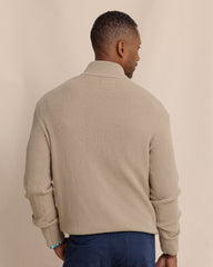 Southern Tide Bass Creek Heather 1/4 Button Sweater - Sandstone Khaki