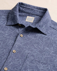 Southern Tide Beach Cast Floral Knit Sport Shirt - Light Indigo