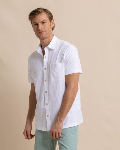 Southern Tide Beachcast Solid Knit Sport Shirt - Classic White