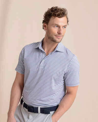 Southern Tide Brrr-eeze Breezy Point Stripe Polo - Light Indigo