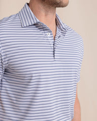 Southern Tide Brrr-eeze Breezy Point Stripe Polo - Light Indigo