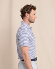 Southern Tide Brrr-eeze Breezy Point Stripe Polo - Light Indigo