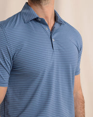 Southern Tide Brrr-eeze Claxton Stripe Polo - Aged Denim