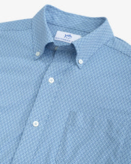 Southern Tide Brrr Retro Geo Short Sleeve Sport Shirt - Coronet Blue